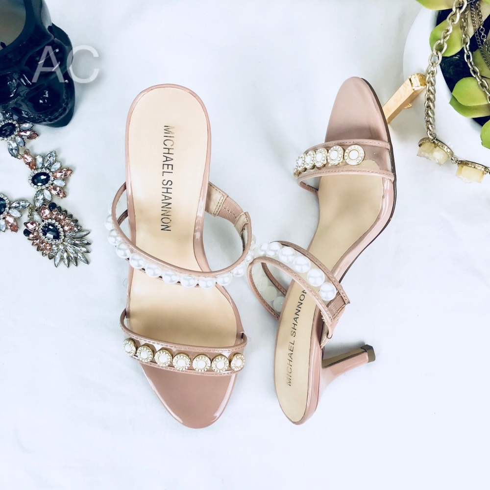 HP 🎉 Michael Shannon Pearl Embellished Pink Mules - Picture 2 of 8
